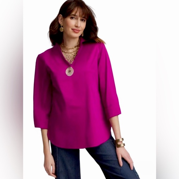 NWT Chico’s Pink V-Neck 3/4 Sleeve Fall Top, M, 8 - Picture 11 of 11